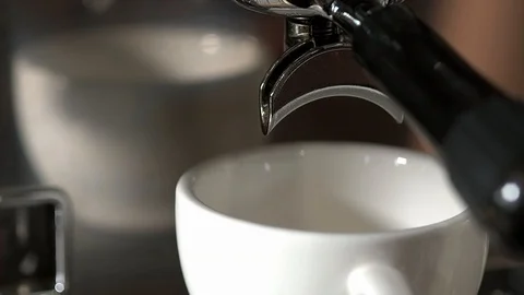 Bartender prepares coffee 120fps Stock Footage 97328116