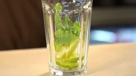 Bartender prepares a cold drink 120 fps Stock Footage 97328427