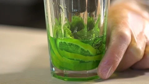 Bartender prepares a cold drink 120 fps Stock Footage 97328563