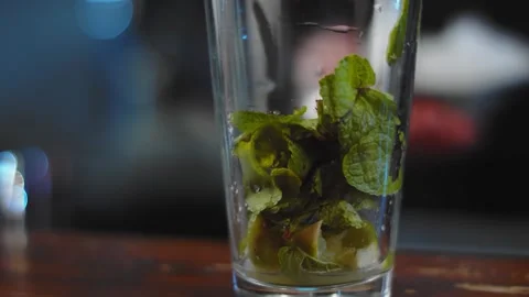 The bartender prepares a drink at the bar. Slow-mo. Close-up Stock Footage 131152008
