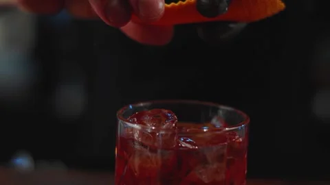The bartender prepares a drink at the bar. Slow-mo. Close-up Stock Footage 131152030