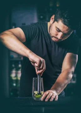 Bartender preparing cocktail Stock Photos