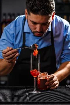 Bartender preparing cocktail Stock Photos