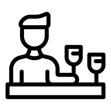 Bartender preparing cocktails behind bar counter icon Stock Illustration