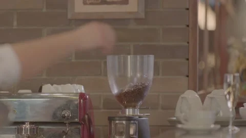 Bartender preparing coffee in the restaurant Slow motion Stock Footage 239376452