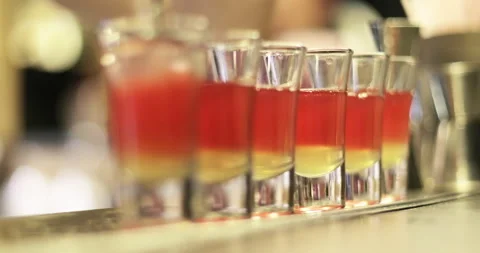 The bartender is preparing drinks at the bar. Stock Footage 140389881