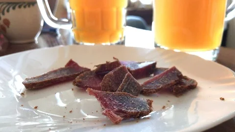 Bartender preparing snacks for beer Stock Footage 106115795