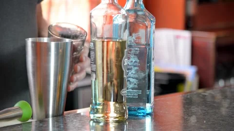 Bartender Prepping Bar Glass for Muddling Cocktail Stock Footage 58173355