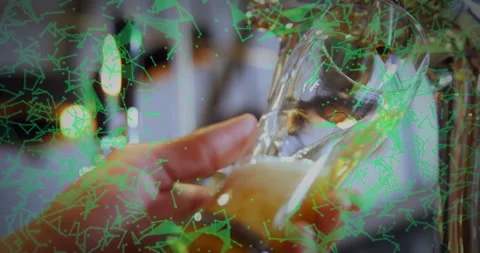 Bartender pulling tap handle and pouring beer into glass serving customer at bar Stock Footage 313942330