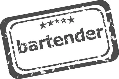 Bartender on rubber stamp over a white background Stock Illustration