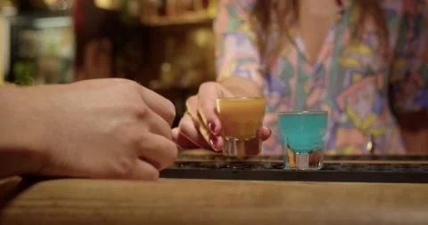 Bartender serving drink Stock Footage 203900232