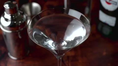 Bartender serving martini in glass at bar	 Stock Footage 143126321