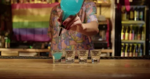 Bartender serving shots Stock Footage 203900933