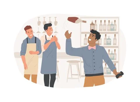 Bartender show isolated cartoon vector illustrations. Ilustración de archivo