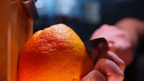 Bartender Slicing Grapefruit for Hookah - Vertical Video Stock Footage 247139697