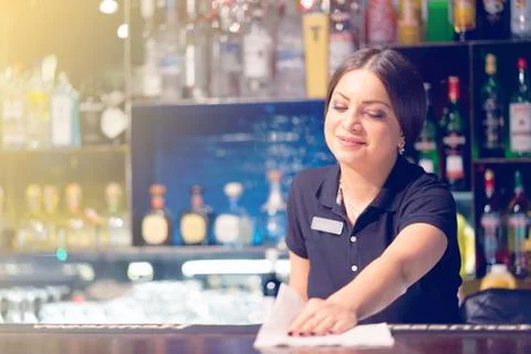 A bartender smiles Stock Photos