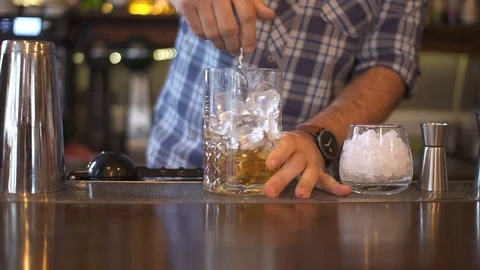 Bartender stirring cocktail Stock Footage 98241707