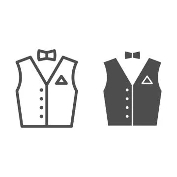 Bartender suit line and solid icon, Bartenders Day concept, Barman vest sign on Stock Illustration