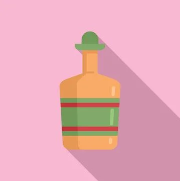 Bartender tequila bottle icon, flat style Stock Illustration