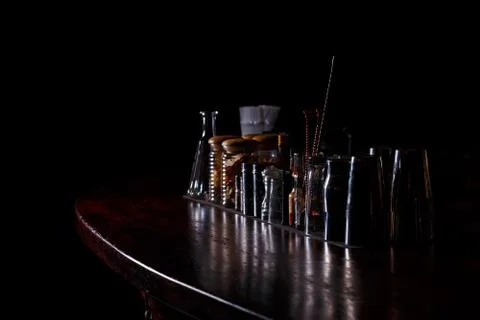 Bartender tools on bar Stock Photos