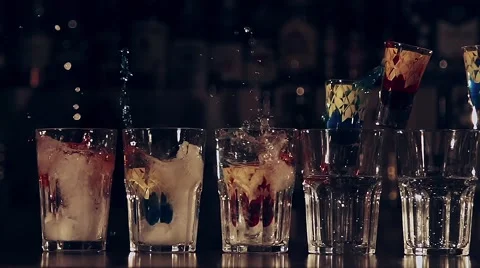 Bartender tricks in slow motion Stock Footage 67856927