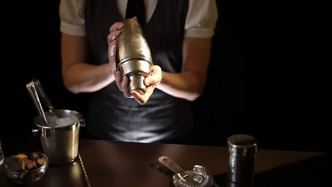 Bartender using cocktail shaker Stock Footage 126427028