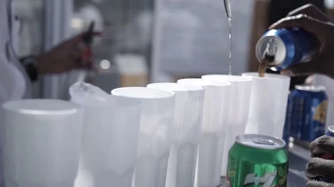 The bartender was throwing ice at special cups. Slow motion Stock Footage 71504495