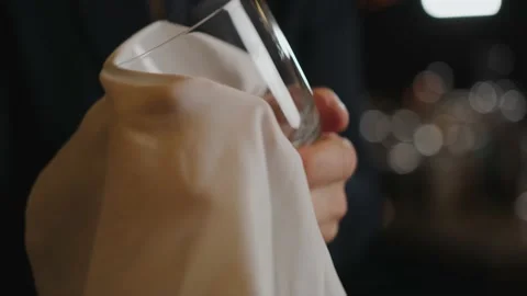The bartender wipes the glass Video stock 221232845