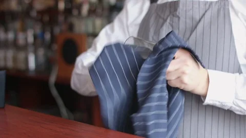 Bartender wiping glass with rag 스톡 동영상 74219971