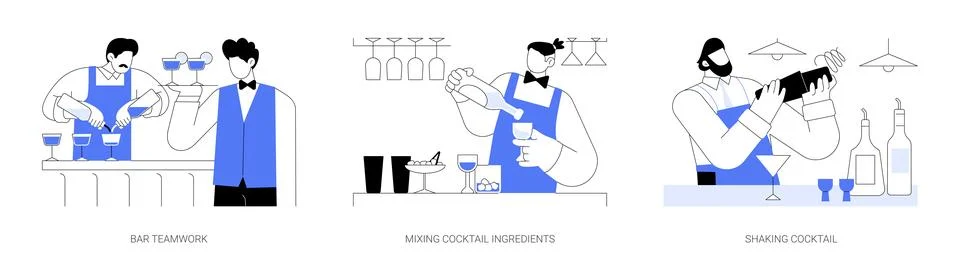Bartender work abstract concept vector illustrations. Illustrazione stock