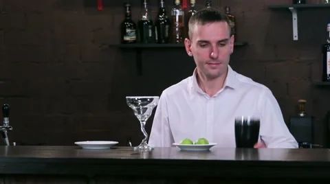 Bartender at work behind the bar Stock Footage 58033734