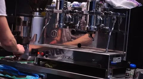 Bartender at work makes a coffee Stock Footage 63318947