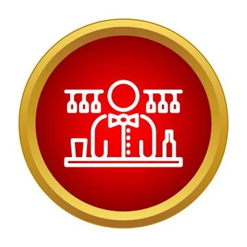 Bartender working behind bar preparing drinks icon Stock Illustration