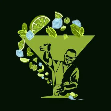 Bartenders Day simple vector illustration. Barman or barista job minimal back Stock Illustration