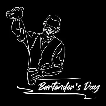 Bartenders Day simple vector illustration. Barman or barista job minimal back Stock Illustration