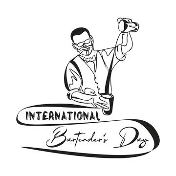 Bartenders Day simple vector illustration. Cocktail day. Barman or barista .. Stock Illustration