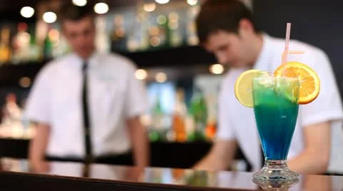 Bartendres in a coctail bar Stock Footage 24658160