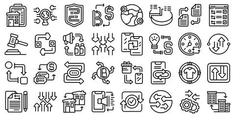 Barter icons set outline vector. Agriculture change Stock Illustration