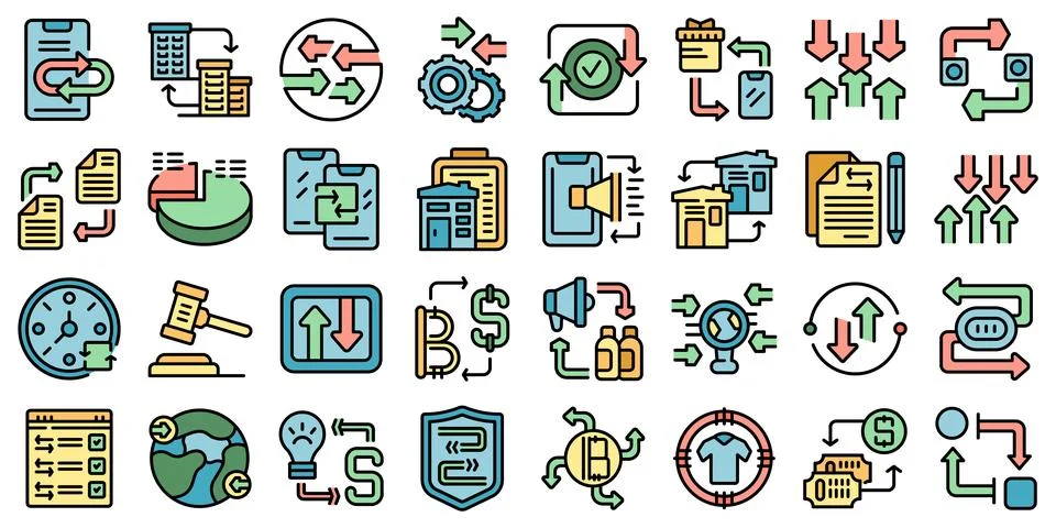 Barter icons set vector flat Stock Illustration