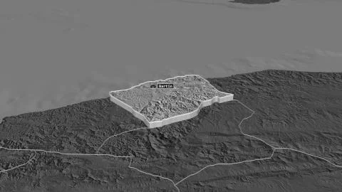Bart?n, Turkey. Bilevel elevation map with surface waters Stock Illustration