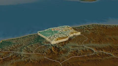 Bart?n, Turkey. Topographic relief map with surface waters Stock Illustration