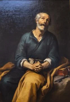 Bartolom Esteban Murillo, Saint Peter in tears, 1650-1655, oil on canvas, Mus Stock Photos