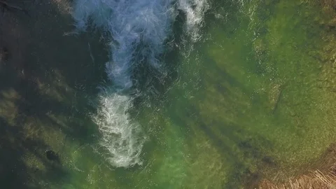 Barton Creek Austin Texas streaming waterfall drone descending upon waterfall wh Stock Footage 101343698