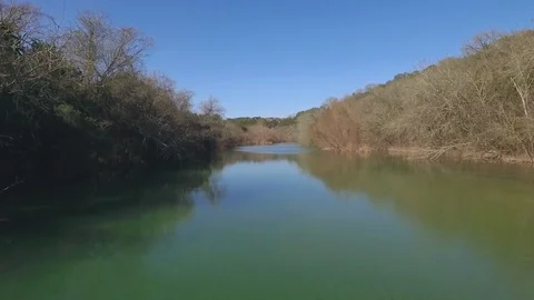 Barton Creek Austin Texas streaming waterfall drone moving over creek up stream  Stock Footage 101393871