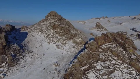 Baruguzin rocks in winter Stock Footage 76849517