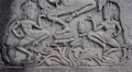 Bas-relief on the ancient wall in Angkor Thom temple complex in Cambodia HD Footage