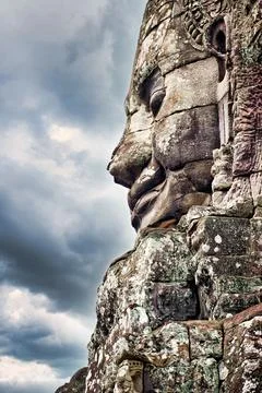 Bas relief at Angkor Thom Temple. Bayon. Siem Reap. Cambodia Stock Photos