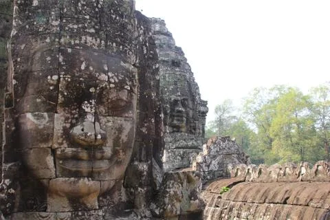 Bas-relief on Bayon Temple Stock Photos