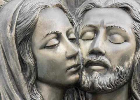 Bas-relief in bronze representing The Pity of Michelangelo Stock Photos