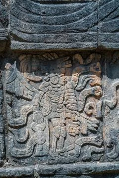 Bas Relief in Chichen Itza Stock Photos